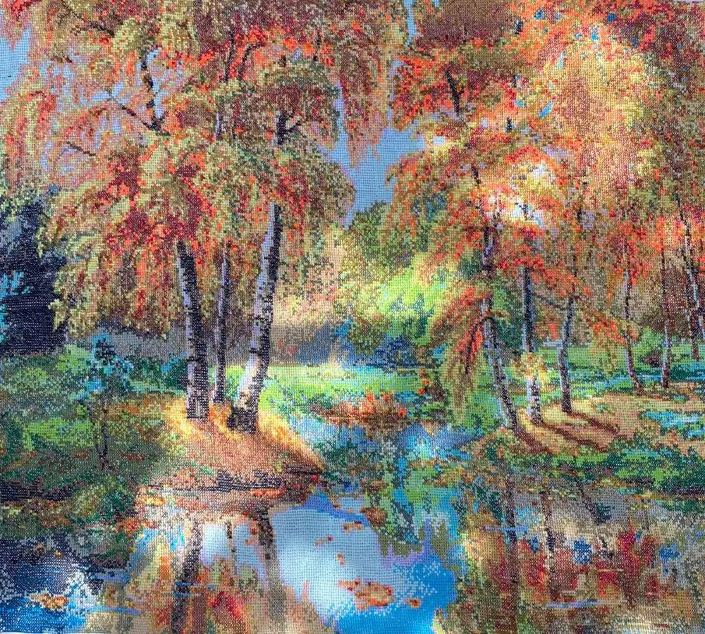 Strimin Sulam 'AUTUMN' dgn Teknik Tusuk Silang (93x82cm)