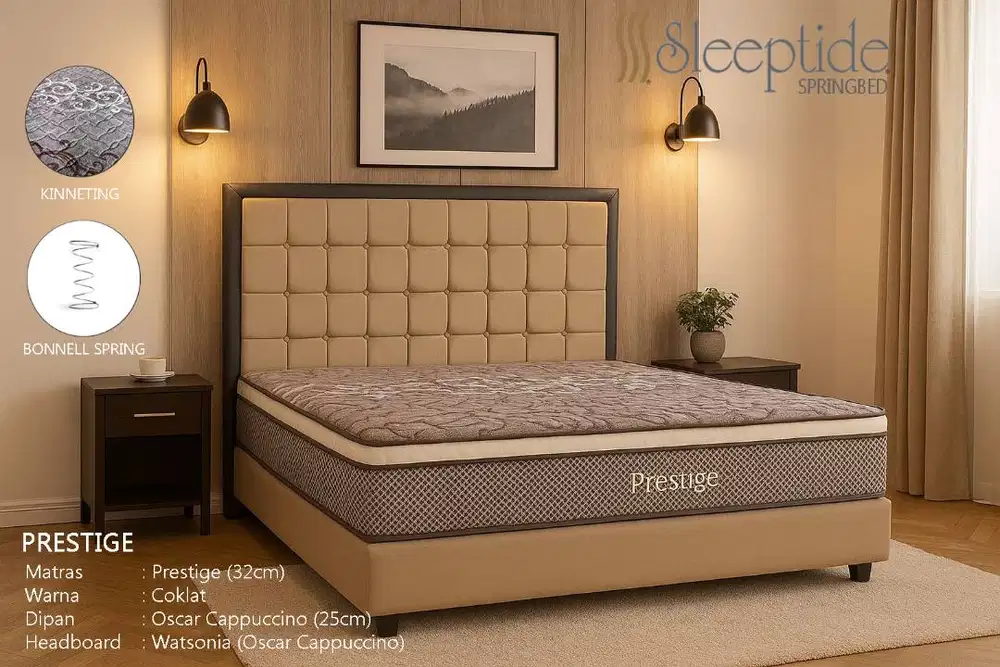 SLEEPTIDE Springbed Matrass Prestige Coklat - Dipan Headboard Watsonia