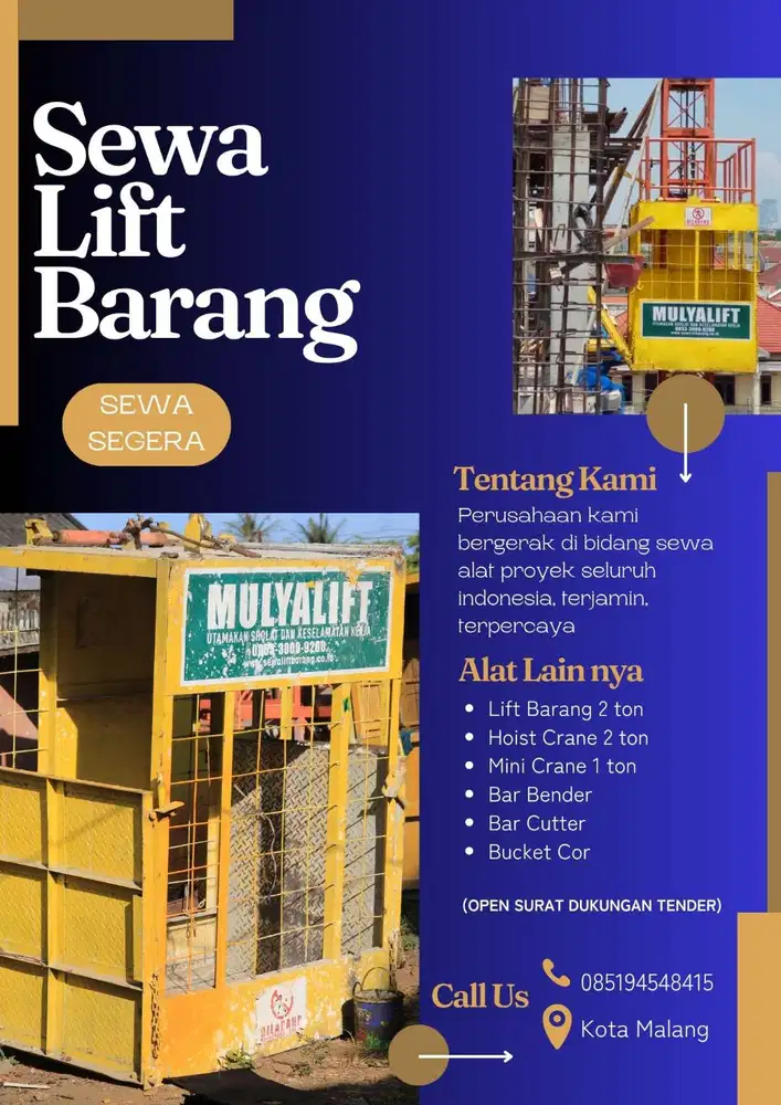 Sewa Lift Barang Gresik