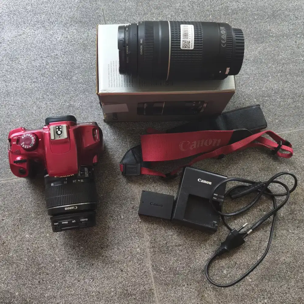 Kamera DSLR Canon Eos 1100D merah  Kit 18-55mm plus lensa tele canon