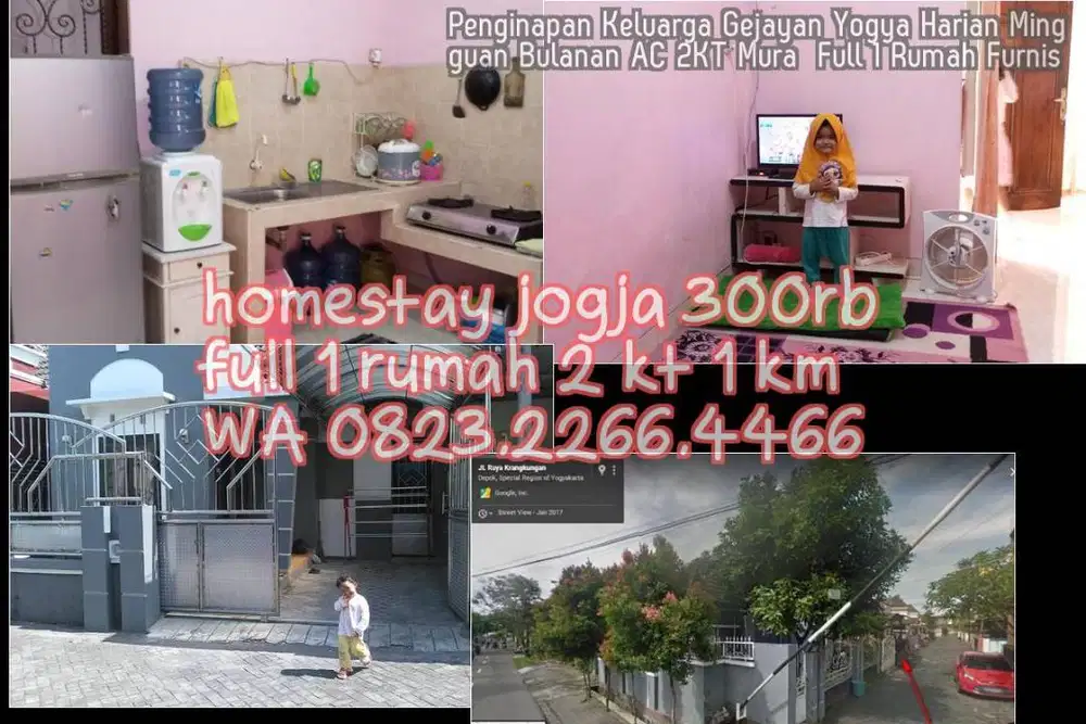Penginapan Keluarga Gejayan Yogya Harian Mingguan Bulanan AC 2KT Mura