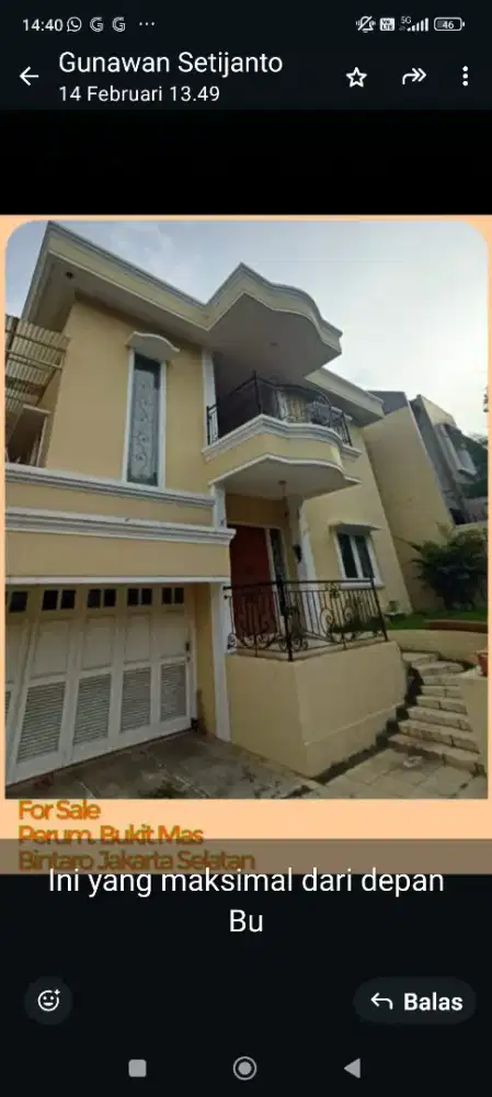 Dijual Rumah Besar di dekat Bintaro (BU)