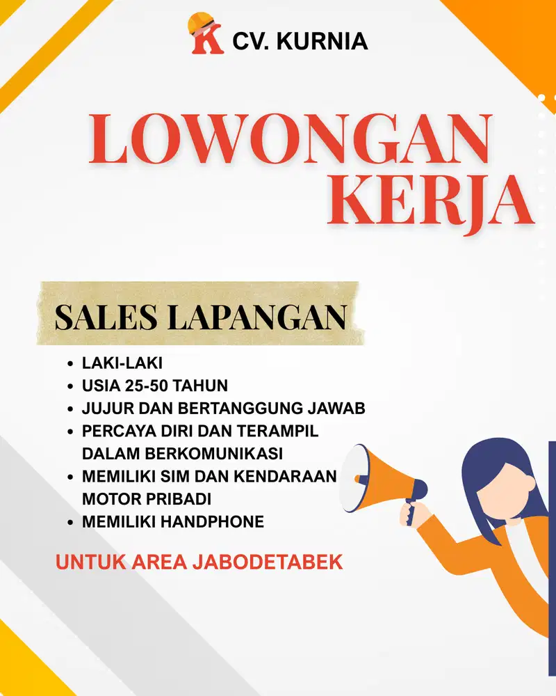 Loker Sales Lapangan untuk Kusen, Jendela, dan Pintu Aluminium