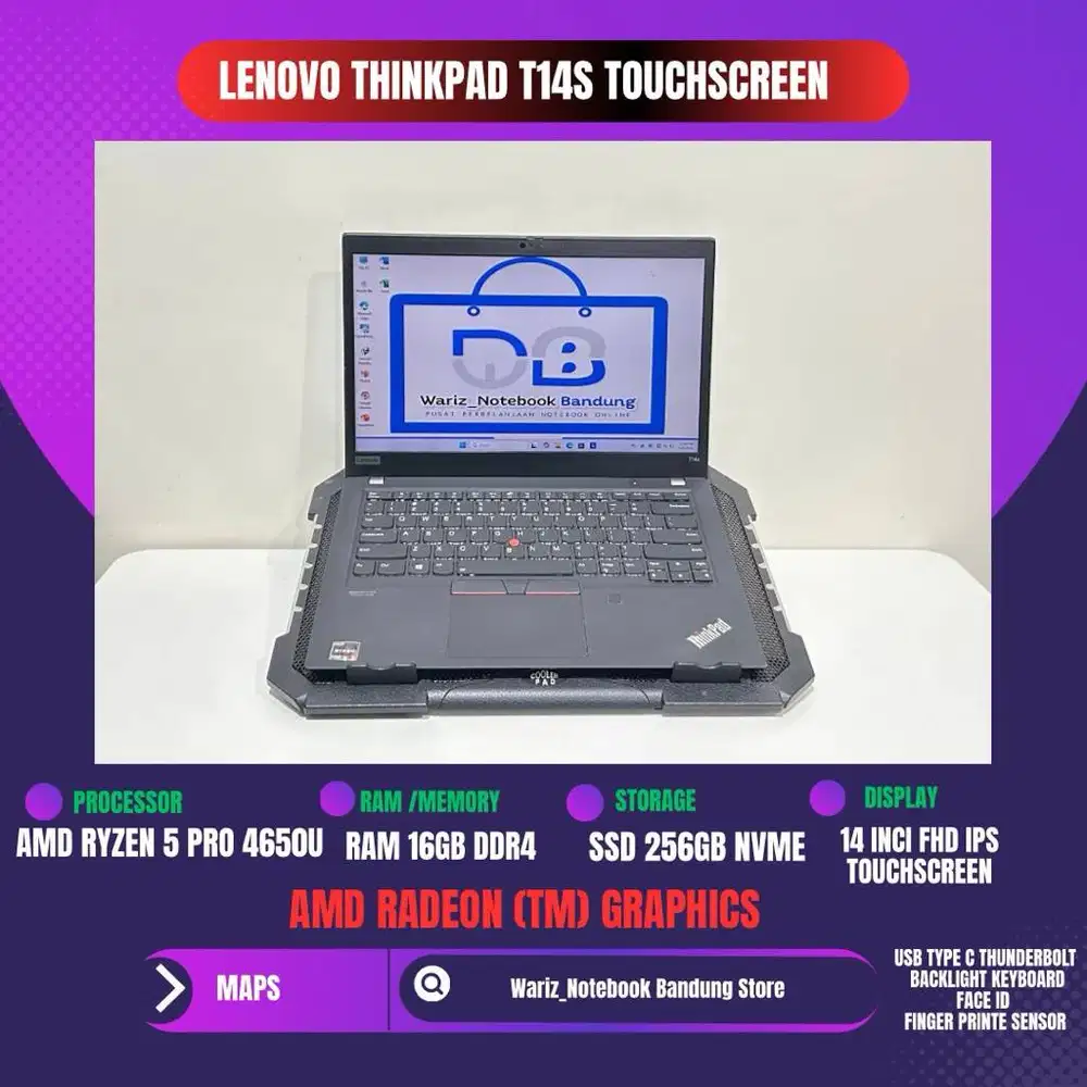 LENOVO THINKPAD T14s TOUCHSCREEN AMD RYZEN 5 PRO 4650U RAM 16GB SSD 25