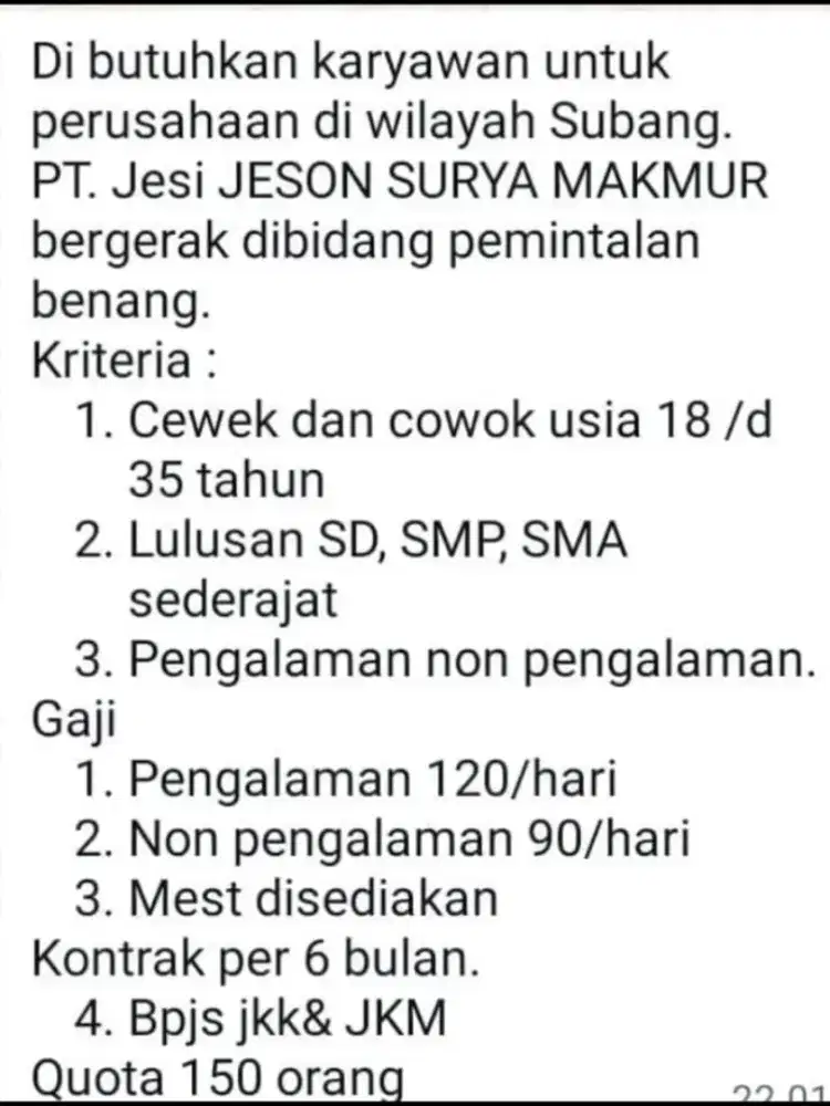 pabrik Textile Subang - jabar