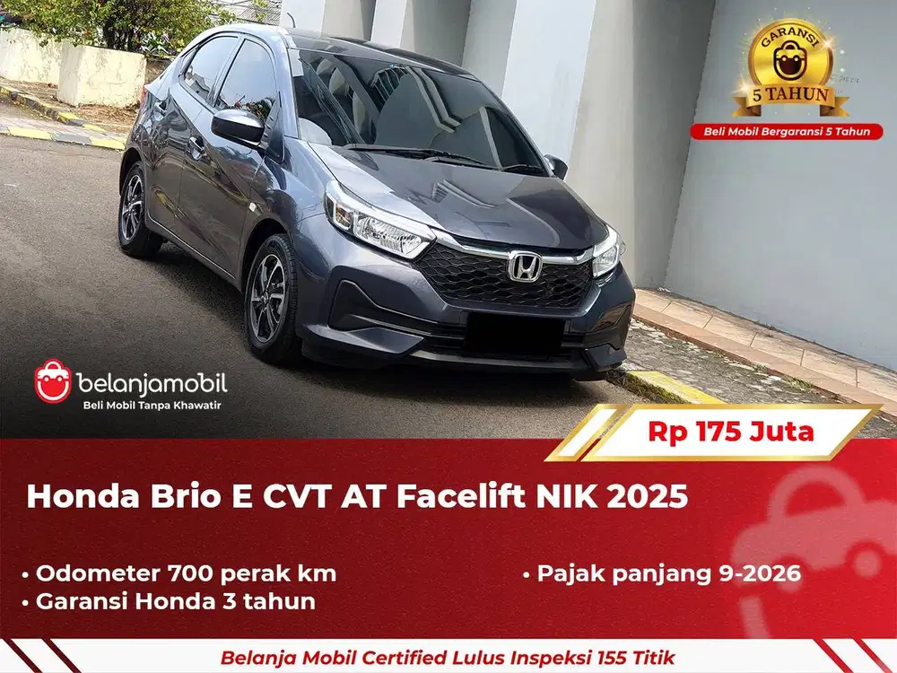 [ GARANSI 5TH ] Honda Brio Satya E CVT AT Facelift 2025/2024