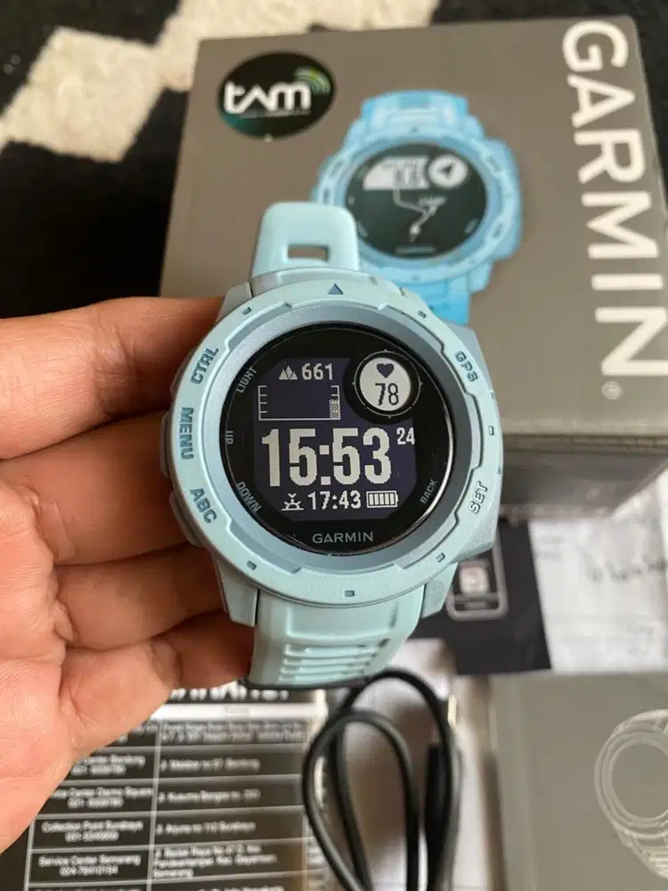 Garmin Instinct SeaFoam Like New no minus fullset original Grs Resmi