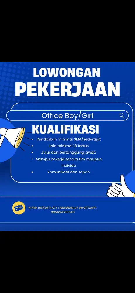 Lowongan kerja office boy/girl