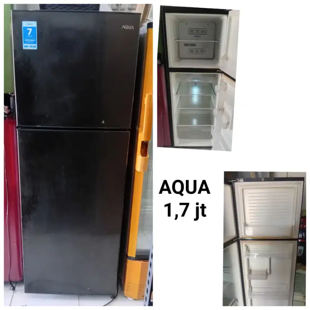 kulkas Aqua 2 pintu bekas bergaransi