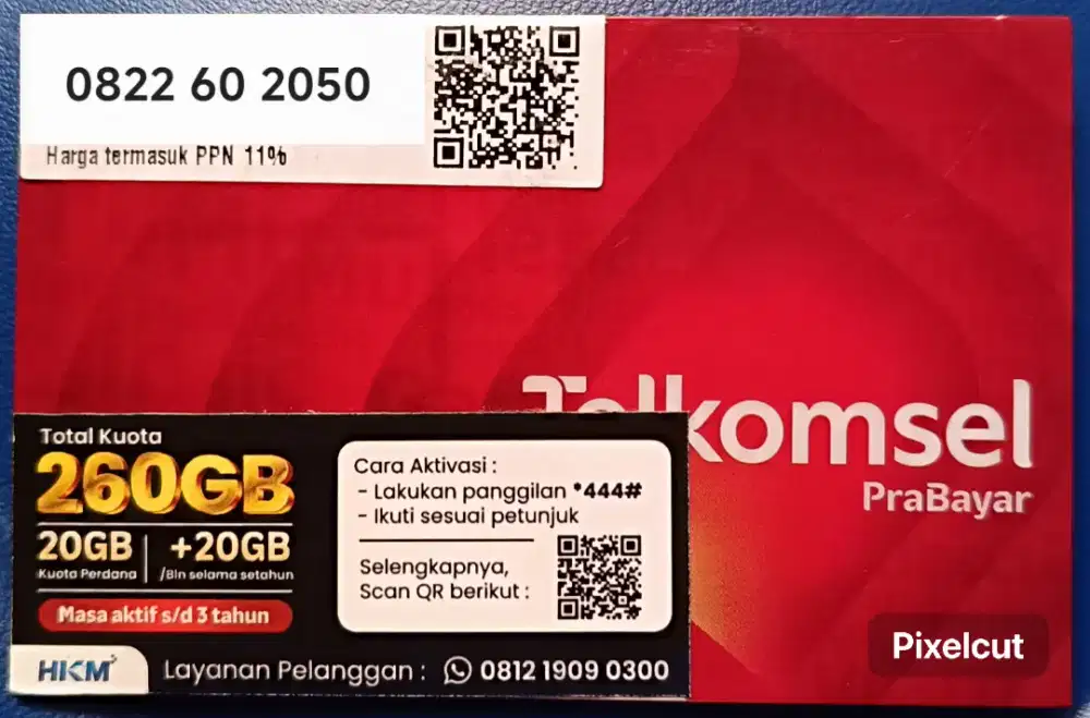 Nomor Cantik HOKI 10 digit Simpati
Telkomsel - Kouta 260 GB 1 Tahun