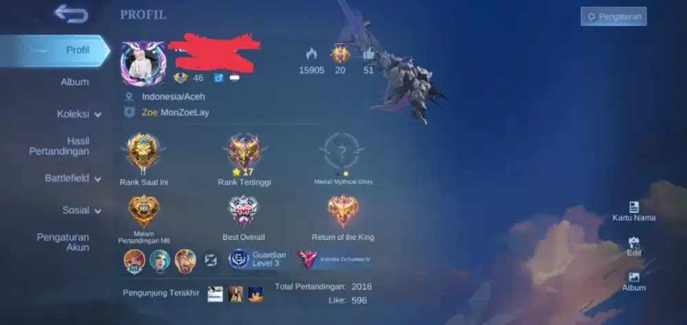 Dijual akun MLBB pribadi