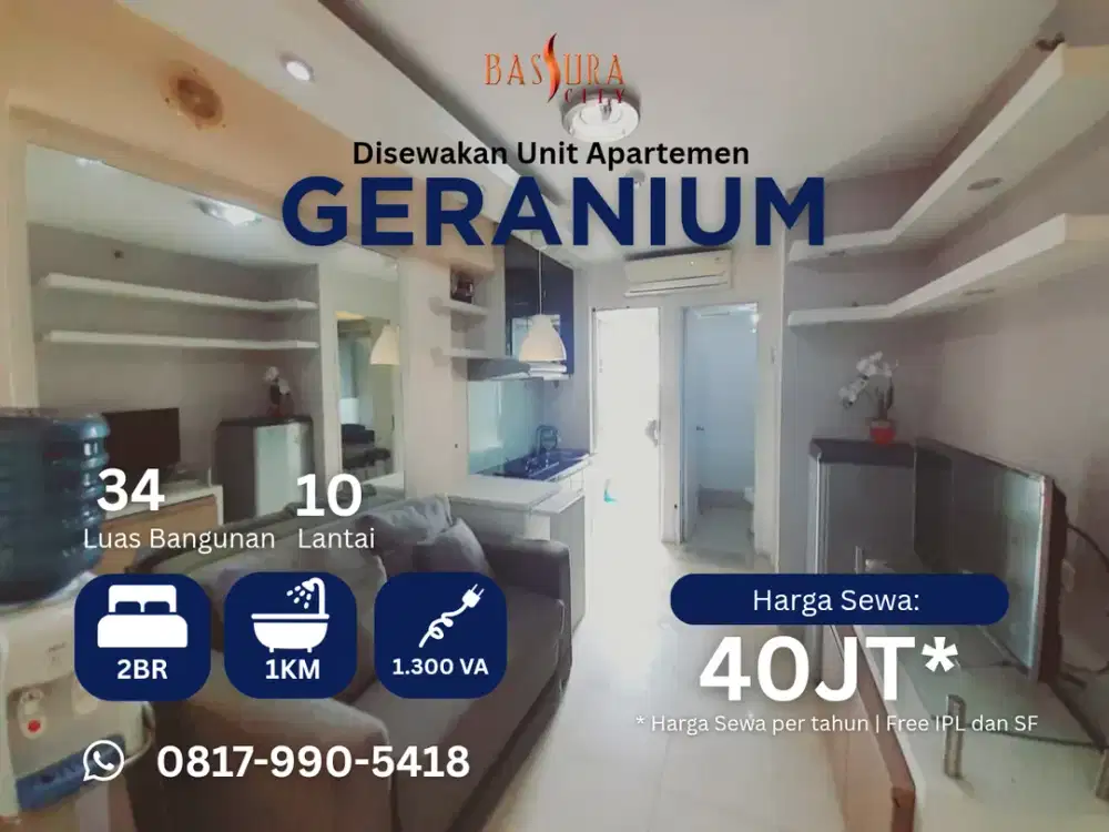 Khusus tahunan tower Geranium apartemen Bassura city type 2BR call Maula