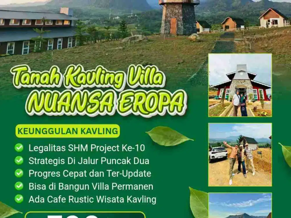 DI JUAL TANAH KAVLING VILLA BERNUANSA EROPA LEGALITAS AMAN VIEW GUNUNG HANJAWONG DI BOGOR TIMUR