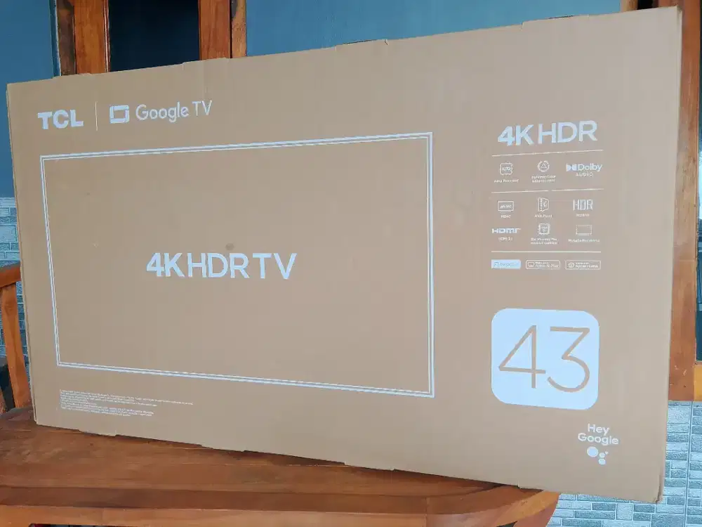 TCL 43 inch 43V6C Google tv layar 4K UHD remot voice
