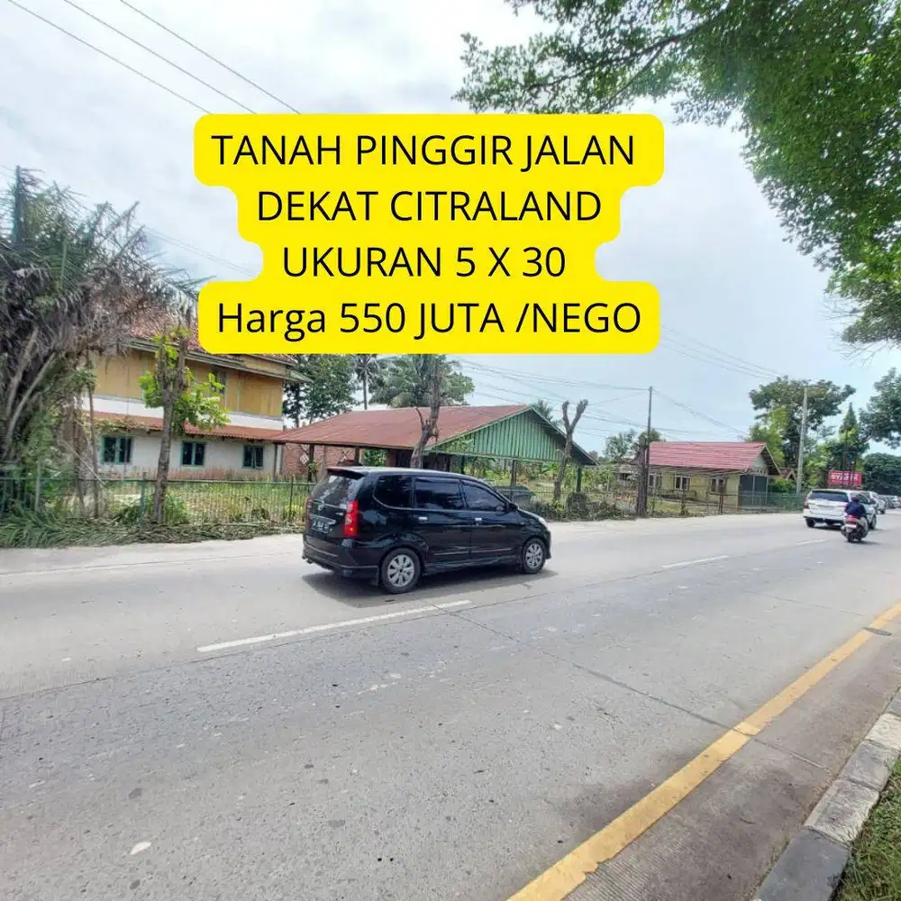 tanah pinggir jalan dekat citraland palembang