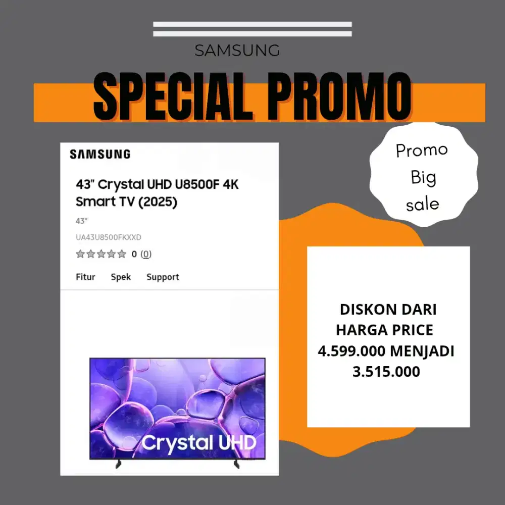 43  SAMSUNG 4K SMART TV FREE KIRIM MASIH AREA TERDEKAT