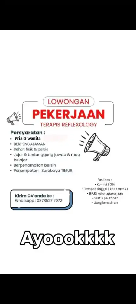 DIBUTUHKAN TERAPIS PRIA DAN WANITA
