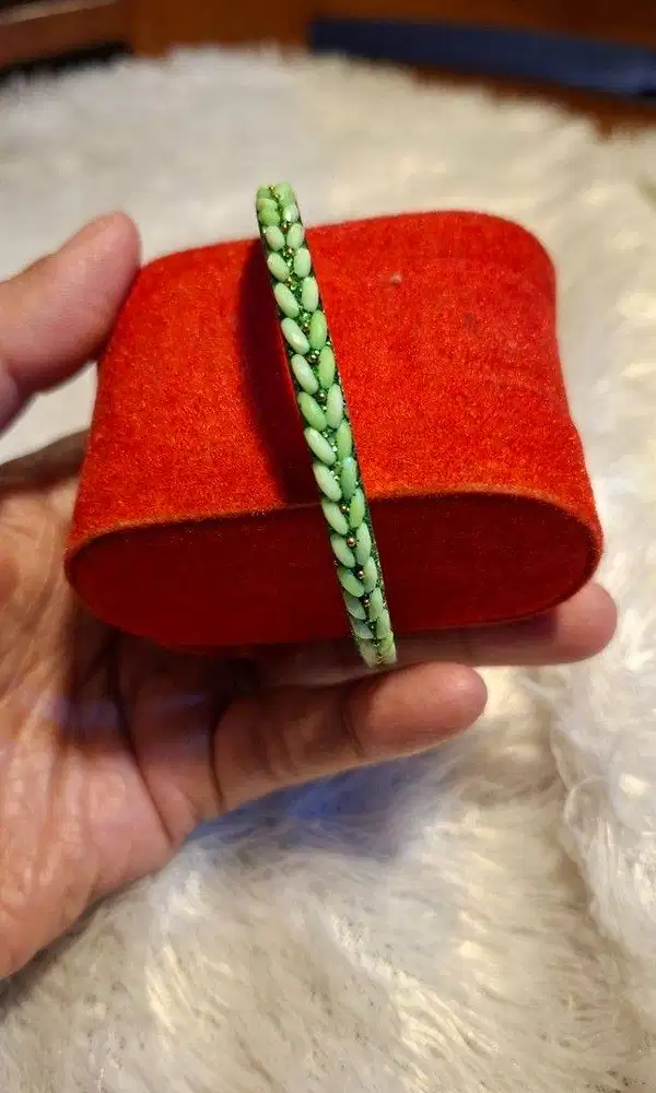 Gelang Bangle Vintage Green Leaf