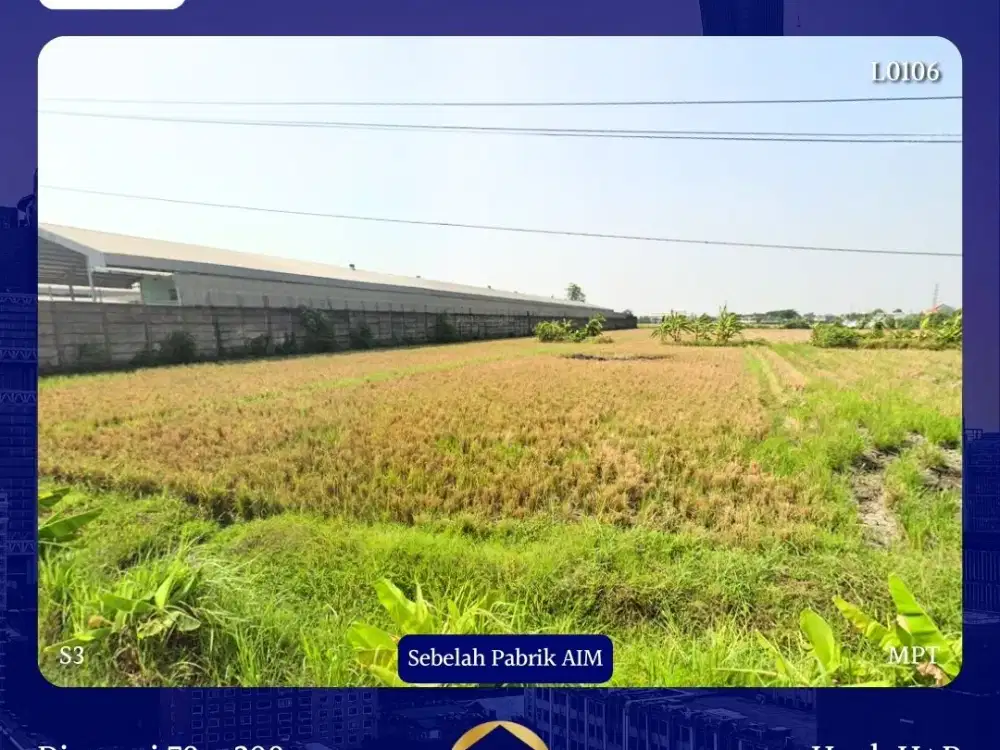 Dijual Tanah Karangbong Gedangan Sidoarjo Hook Sebelah Pabrik AIM