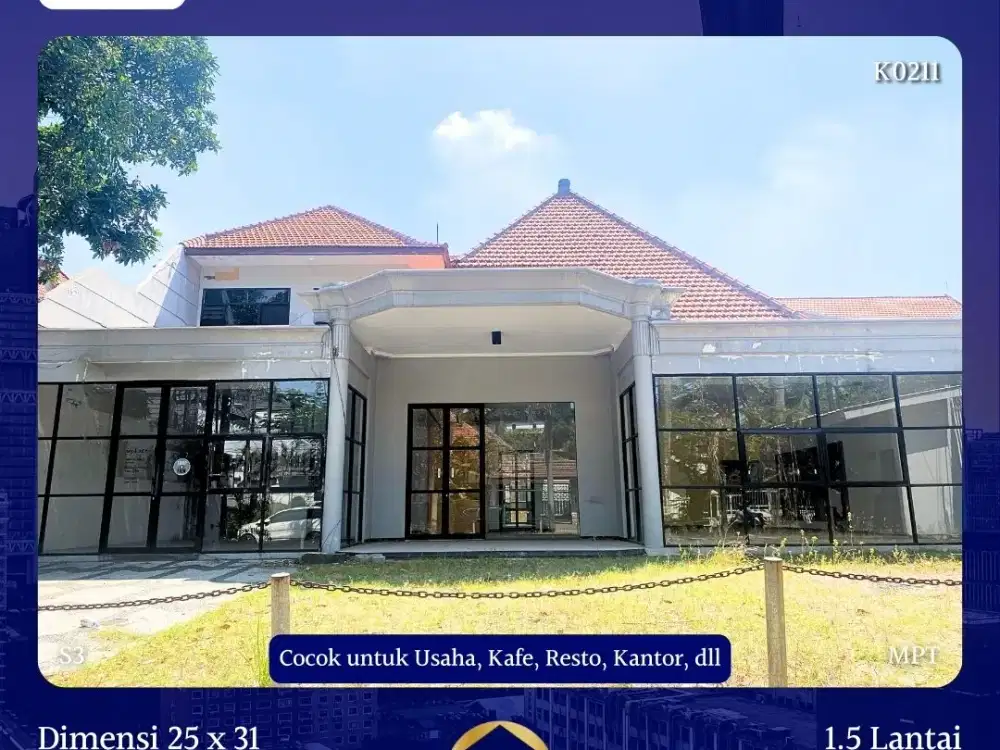 Dijual Rumah Usaha Raya Darmo Tegalsari Surabaya SHM Cocok u/ Kafe Resto Kantor