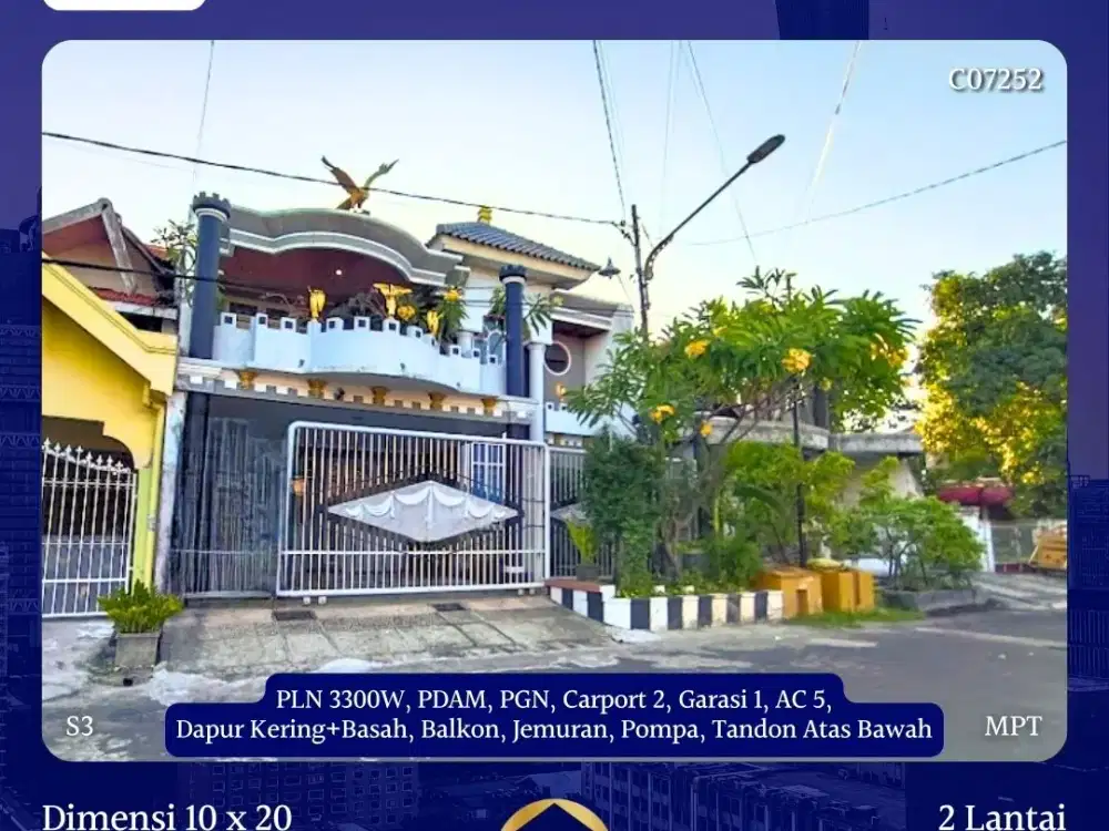 JUAL RUMAH RUNGKUT ASRI UTARA SURABAYA SHM TIMUR ADA BALKON