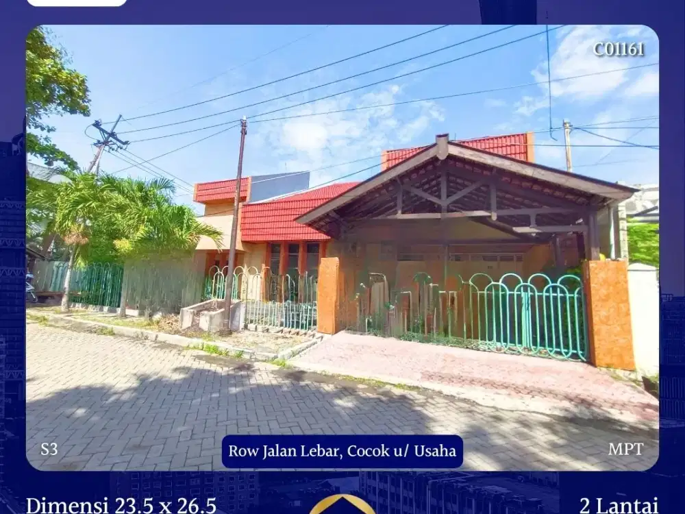 RUMAH DARMO PERMAI TIMUR SURABAYA SHM HOOK ROW LEBAR COCOK USAHA LUAS