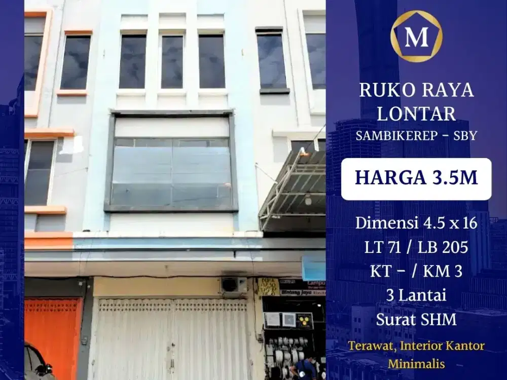 JUAL RUKO RAYA LONTAR SURABAYA BARAT SHM TERAWAT STRATEGIS