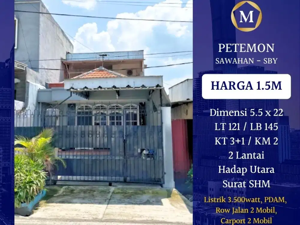 JUAL RUMAH PETEMON SAWAHAN SURABAYA SHM