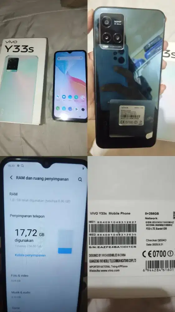 Vivo Y33s ram 8/256gb
