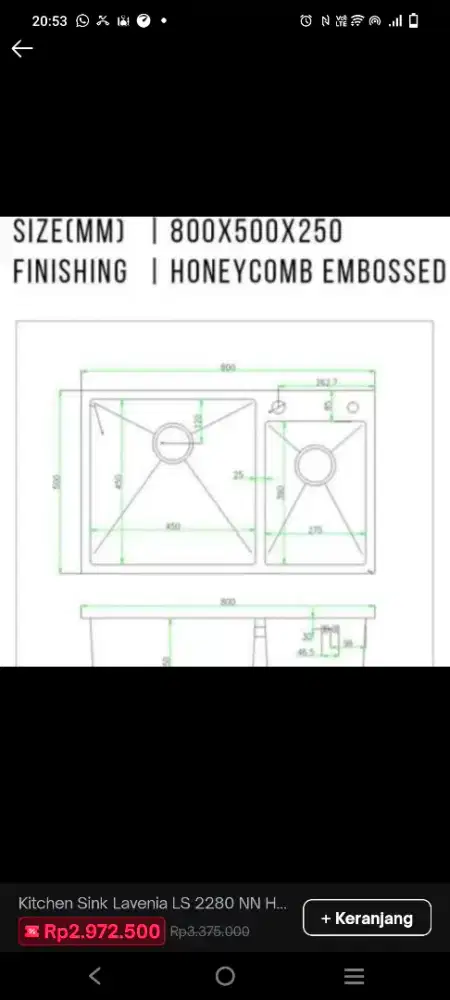 Dijual Kitchen Sink Lavenia LS-2280-NN Salah Beli