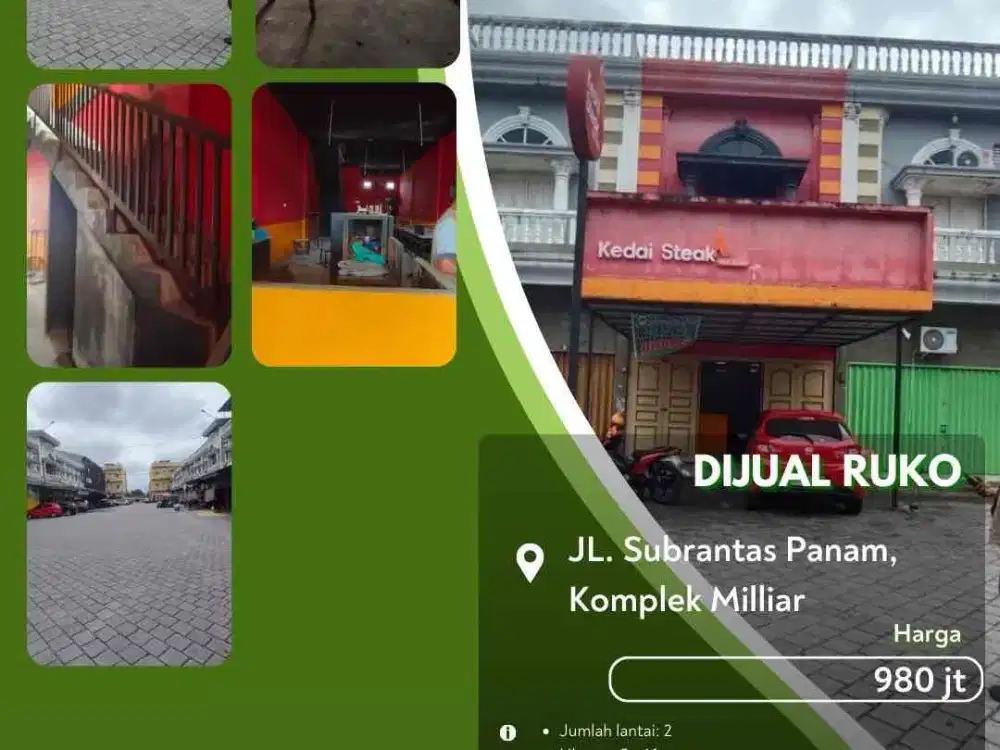 Dijual Ruko Jalan Subrantas Pekanbaru Kota 900 Jutaan!