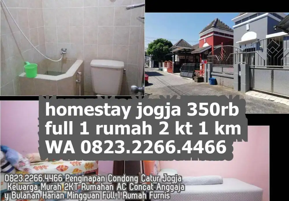 Penginapan Keluarga Maliboro 8km Yogya AC 2KT Mingguan Harian Bulanan