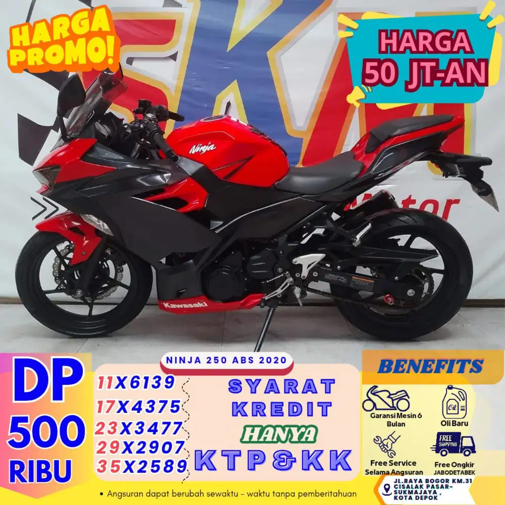 DP 500k gratis servis 3th Kawasaki ninja250 2020 cash/credit