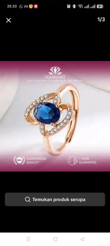 Cincin blue saphir