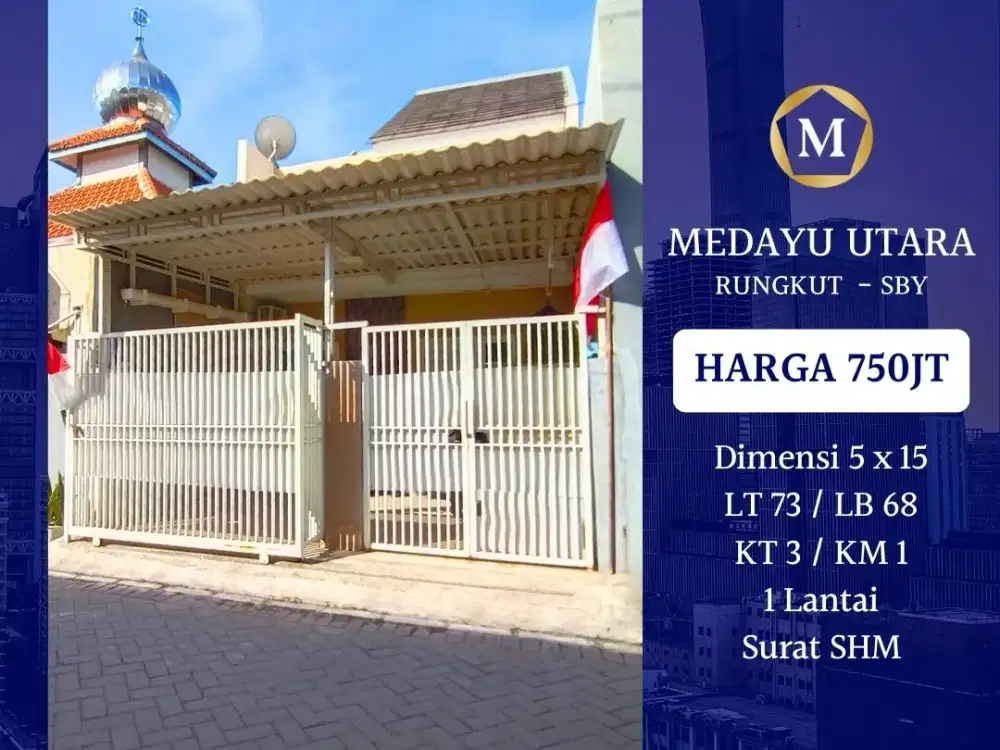 JUAL RUMAH MEDAYU UTARA SURABAYA SHM RUNGKUT MURAH