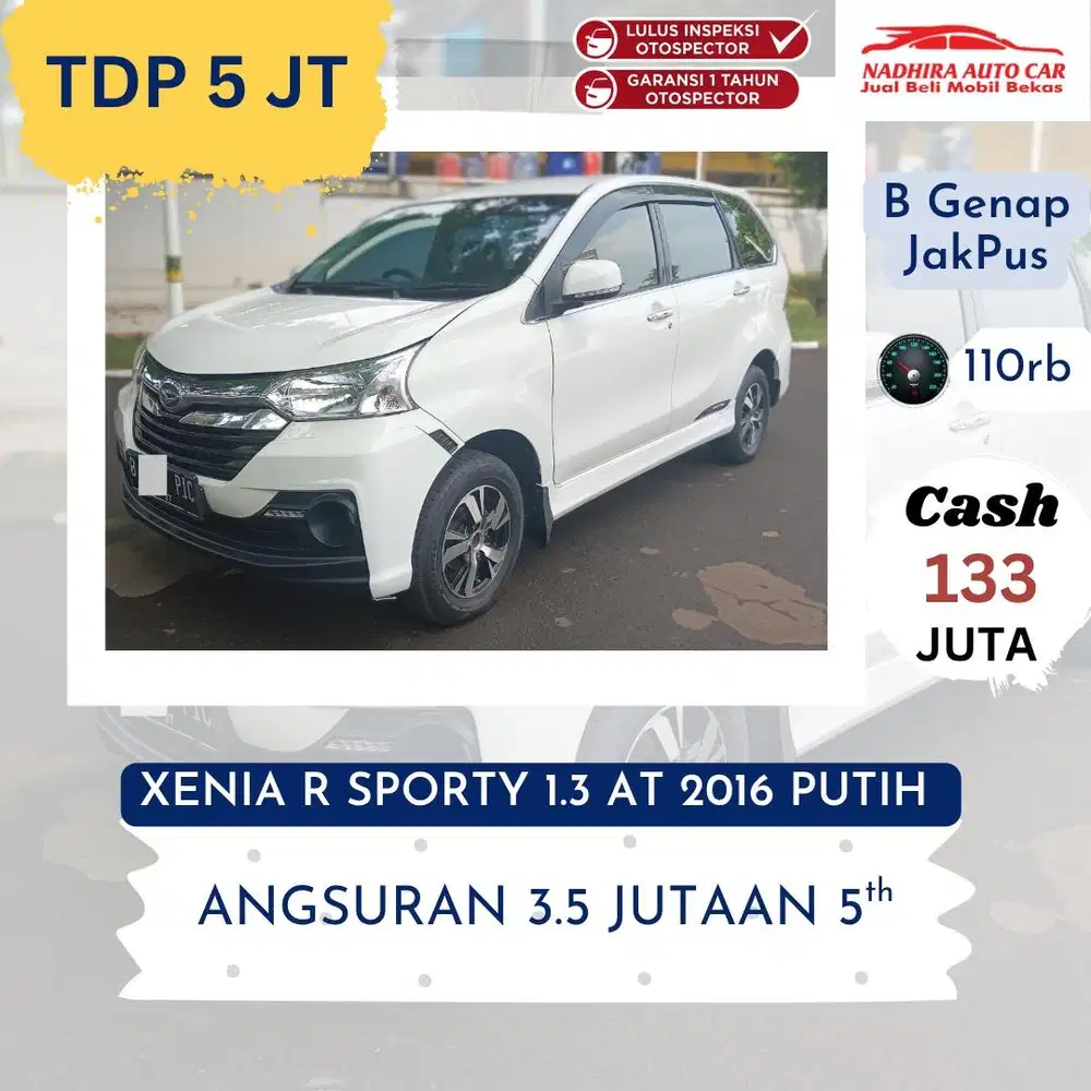 Promo TDP 5 Juta Xenia R Sporty 1.3 AT 2016 Putih