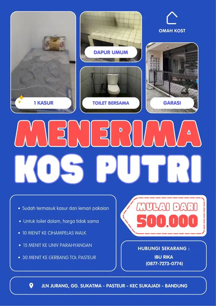 Kost Putri Murah dan strategis
