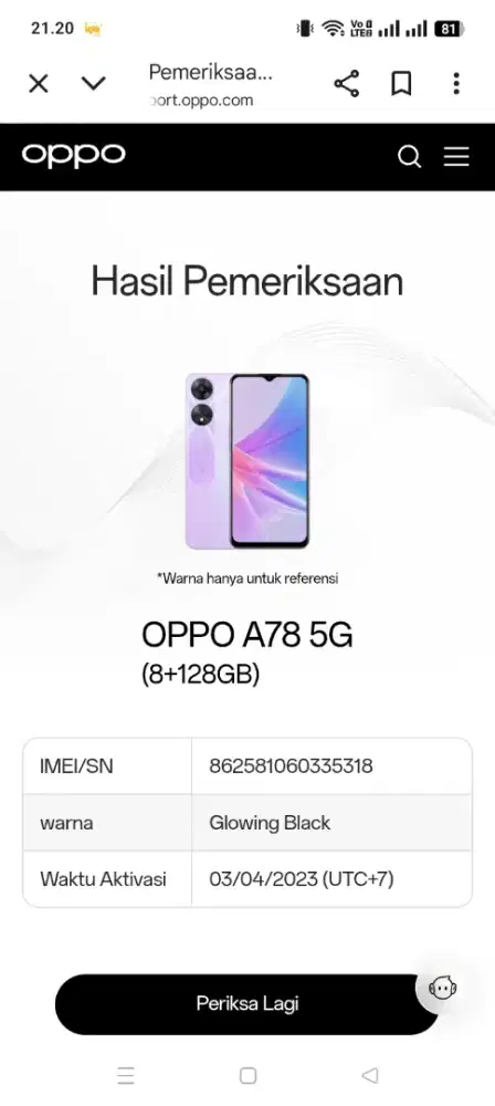 OPPO A78 5G RAM 8/128