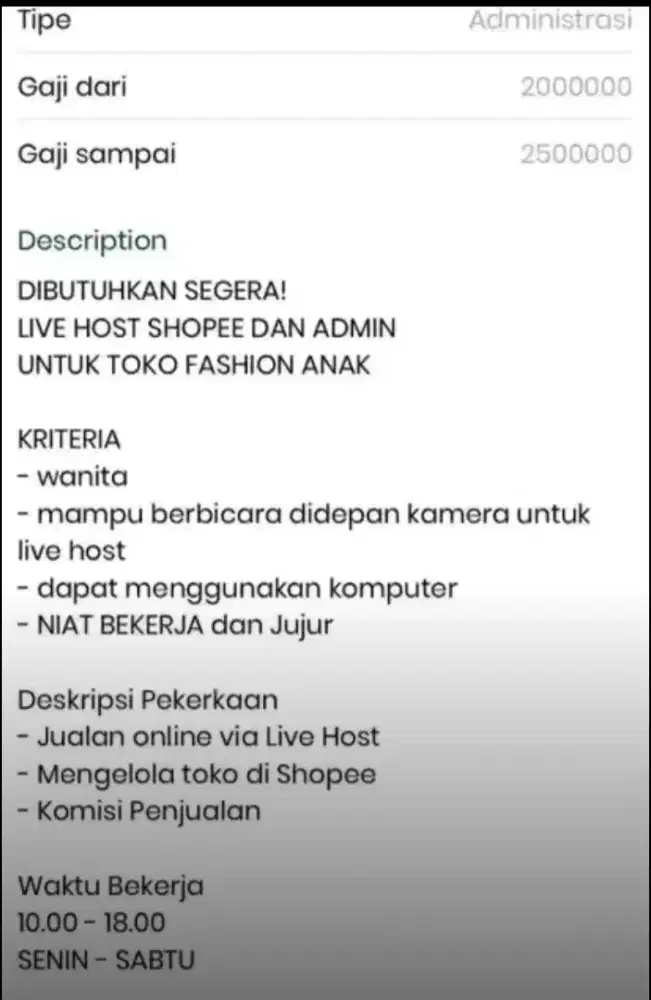 Dicari wanita buat live shopee