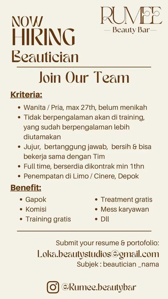 lowongan beautician