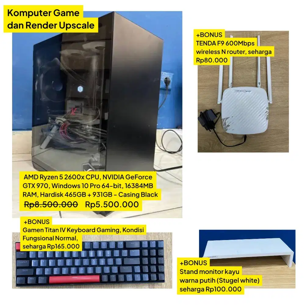 PC Gaming : AMD Ryzen 5 2600x CPU, NVIDIA GeForce GTX 970,