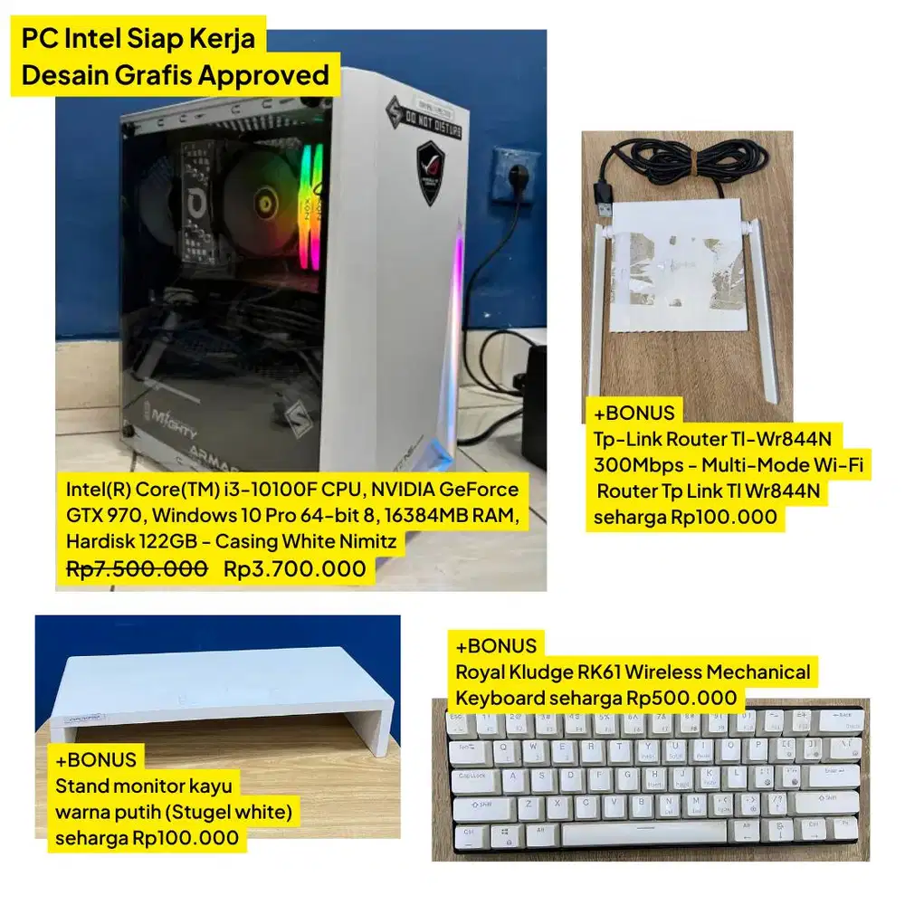 PC Siap Kerj - NVIDIA GeForce GTX 970, Intel(R) Core(TM) i3-10100F CPU