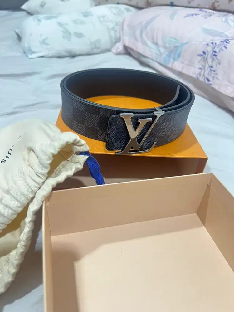 Preloved LV BELT MEN REVERSIBLE 4MM DAMIER LIKE NEW