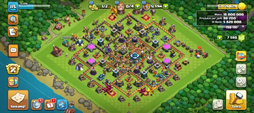 Akun COC Town Hall 13 100% Aman