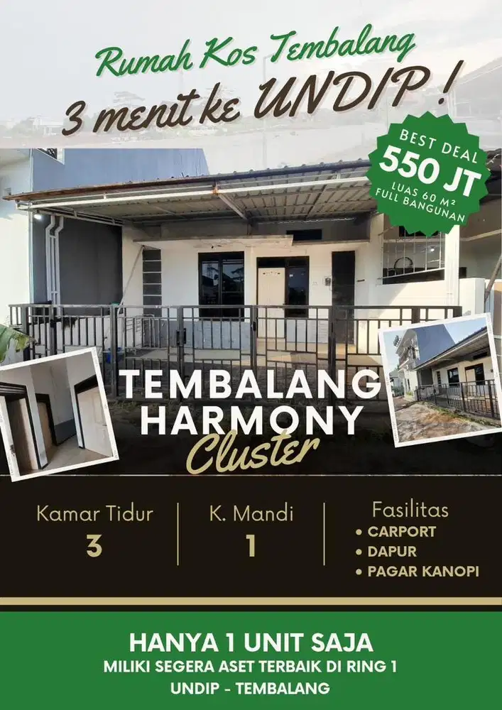 Rumah tembalang mulawarman dalam cluster harga terbaik