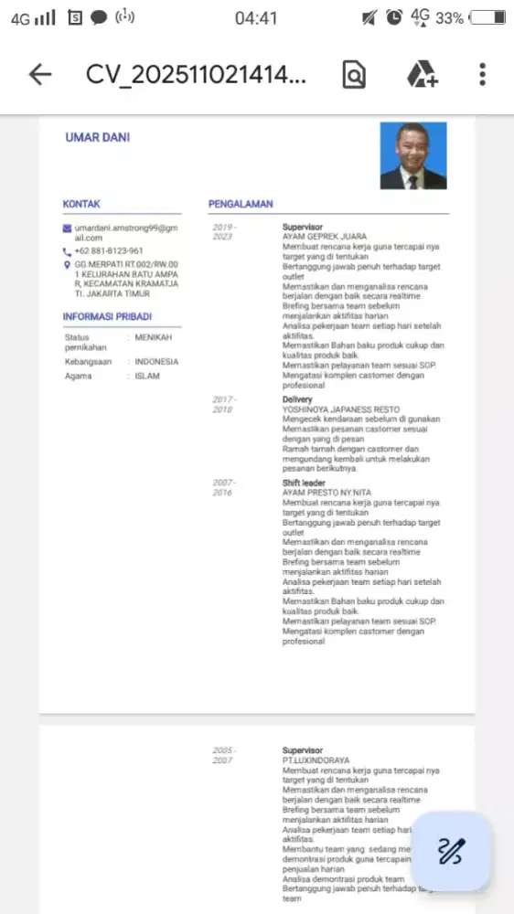 butuh pekerjaan segera