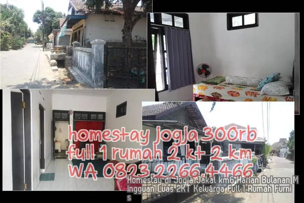 Homestay di Jogja Jakal km6 Harian Bulanan Mingguan Luas 2KT Keluarga