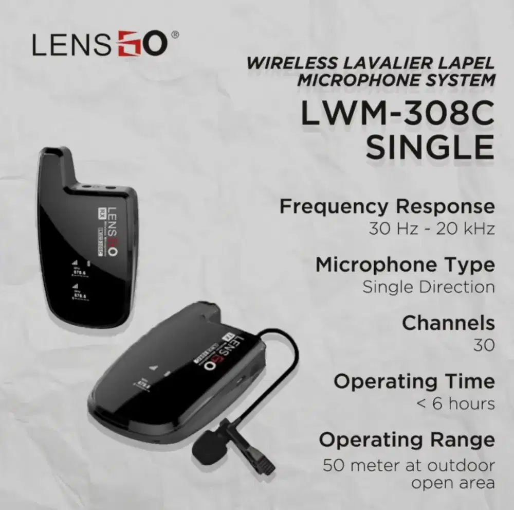 Lensgo Lwm 308c Clip on Mic Wireless Single Mic