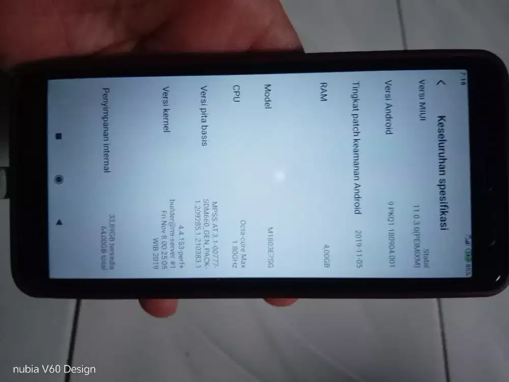 Redmi note 5 ram 4/64 mulus