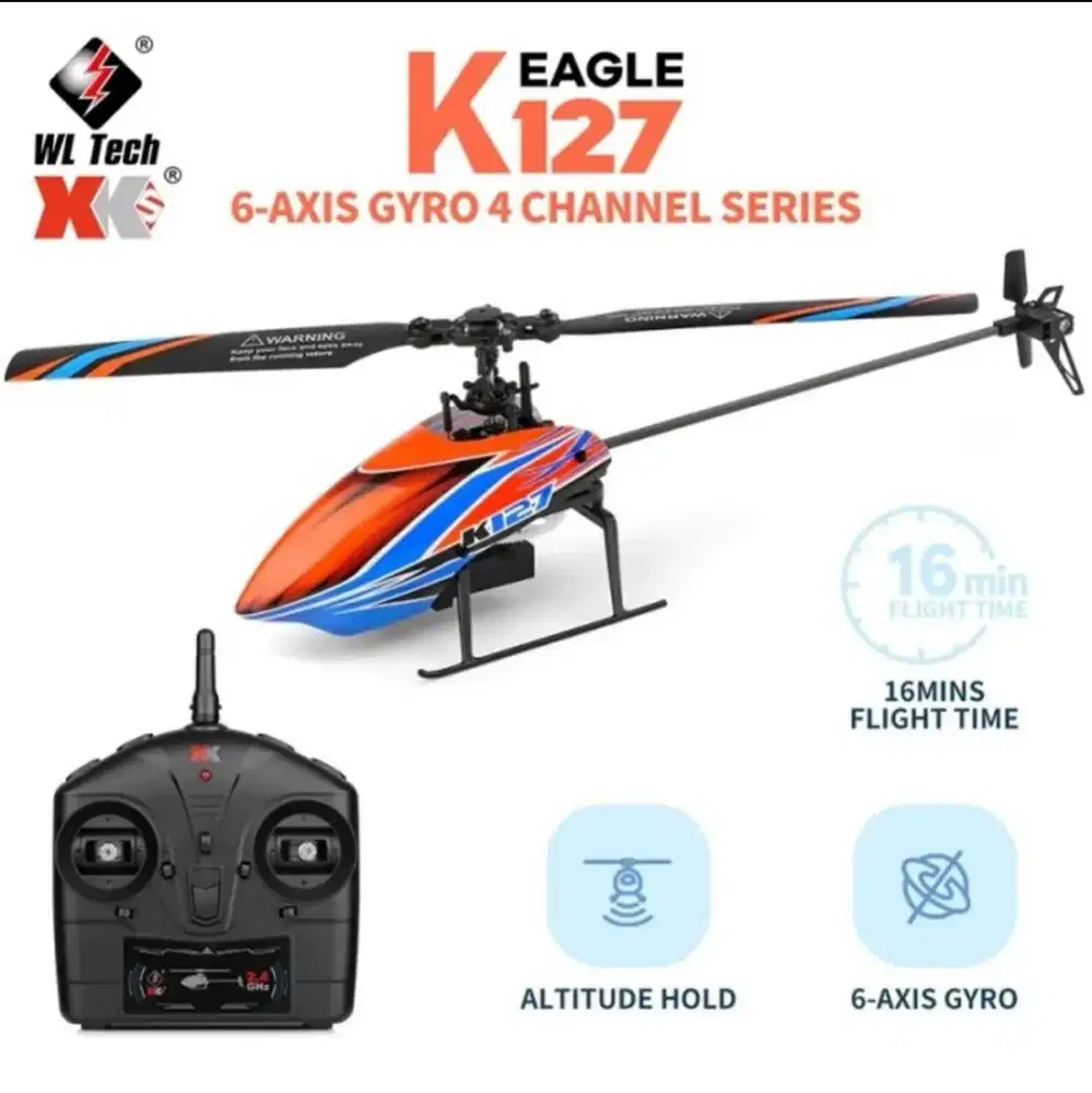 WL XK K127 RC Helicopter Gyro 2.4G 4CH 6-Axis Helikopter